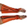 Arm Chaps Leather Protective Sleeves Arm Guard - Prevent Cuts, Scratches & Bruises - Genuine Cowhide - Ideal for Gardening & Construction - Left & Right Form-Fitting. Orange (1 Pair/Small). view 1