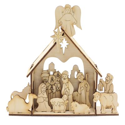 Rustic and Refined Design Natural Wood DIY Nativity Deluxe