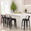Andeworld Bar Stools Set of 4 Counter Height Stools Industrial Metal Barstools with Backrests (24 inch, Black) view 1