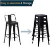 Andeworld Bar Stools Set of 4 Counter Height Stools Industrial Metal Barstools with Backrests (24 inch, Black) view 3