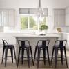 Andeworld Bar Stools Set of 4 Counter Height Stools Industrial Metal Barstools with Backrests (24 inch, Black) view 4