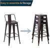 Andeworld Bar Stools Set of 4 Counter Height Stools Industrial Metal Barstools with Backrests (30 inch, Rusty) view 3