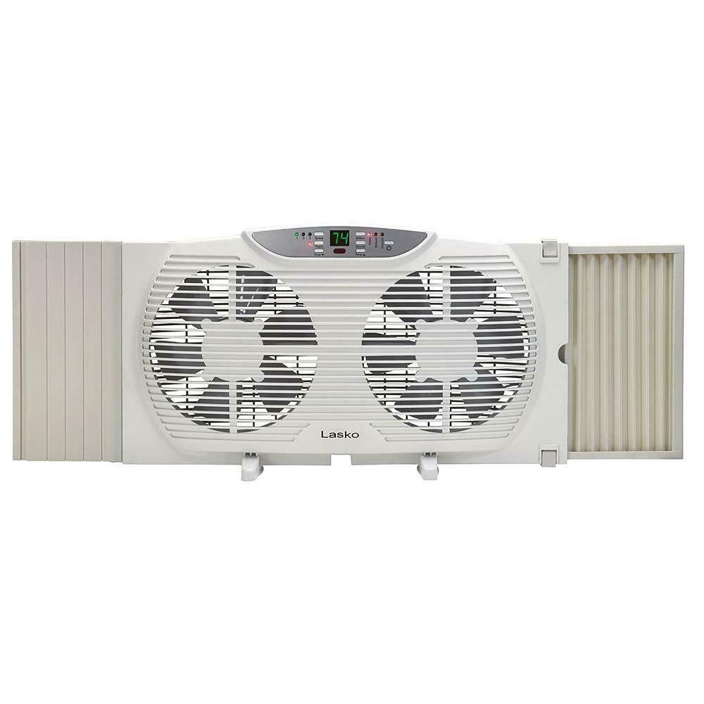 Lasko Electrically Reversible Twin Window Fan with Remote Control, W09550