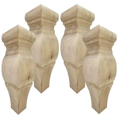 Highland Manor Wood Products Square Crenshaw Bun Foot - 4 1/2" Tall x 3 3/8" Wide (Maple) (Set of 4)