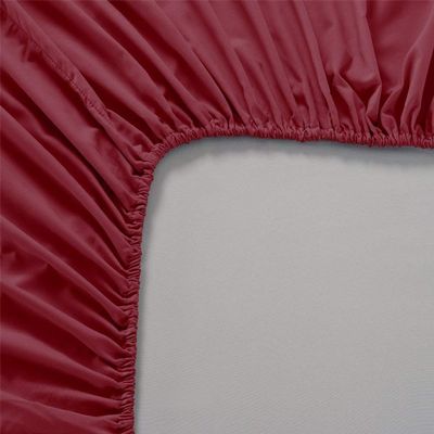 Premium Quality 1 Piece Fitted Sheet (Bottom Sheet Only) 12" inches Deep Pocket 800 Thread Count Egyptian Quality Cotton Solid Pattern California King Burgundy