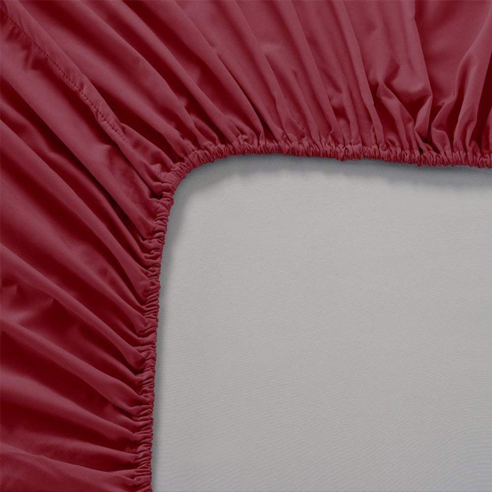 Premium Quality 1 Piece Fitted Sheet (Bottom Sheet Only) 12" inches Deep Pocket 800 Thread Count Egyptian Quality Cotton Solid Pattern California King Burgundy