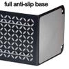Acrimet Bookends for Shelves, Non-Skid Book Holder, Heavy Duty Steel Metal Book Ends for Home, Library, 6 7/8" H x 4" W x 4 1/2" D (Black Bookends with Silver Design) (1 Pair / 2 Pieces) view 2