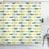 Ambesonne Animal Shower Curtain, Crocodile Characters in Cartoon Style Funny Faces Animal Alligators, Cloth Fabric Bathroom Decor Set with Hooks, 69" W x 84" L, Yellow Green Teal view 1