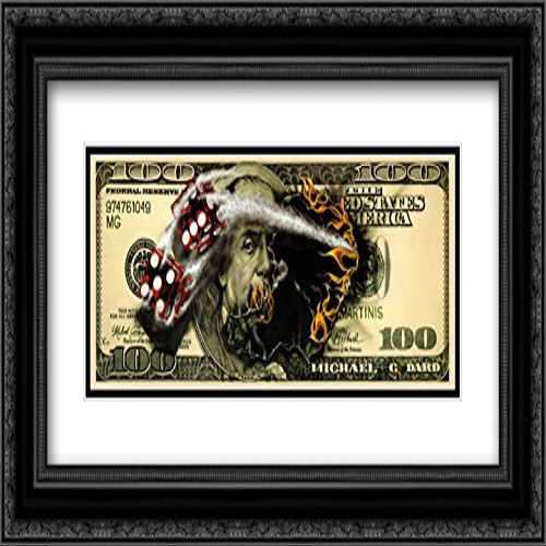 $100 Bill with Dice 2X Matted 20x11 Black Ornate Framed Art Print by Michael Godard