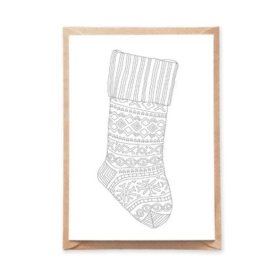 5pcs, Christmas Stocking Coloring Page Postcard for Adult Coloring, A6