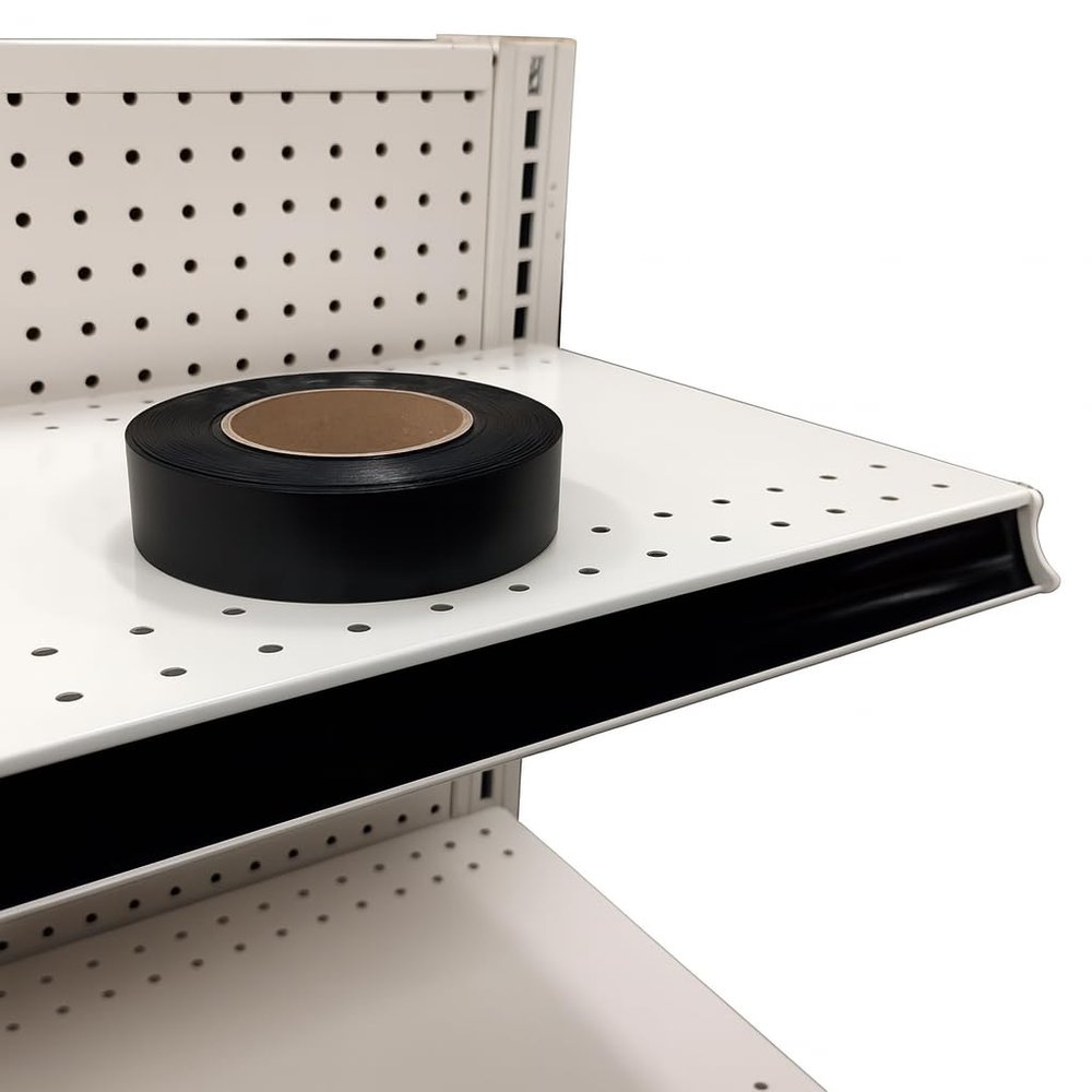 STORE FIXTURES DIRECT Decorative Gondola Shelving Vinyl Insert for Ticket Channel 130 FT. x 1.25 in. - Black