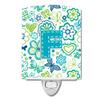 Caroline's Treasures CJ2006-FCNL Letter F Flowers & Butterflies Teal Blue Letter F Flowers Teal Blue Night Light, Multicolor, 6x4 view 1