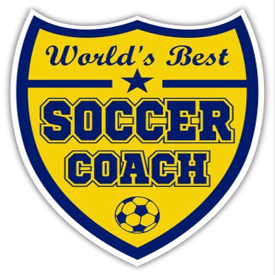 World's Best Soccer Coach Gift Idea Football Coaches Thank You Gift Blue and Yellow Sticker Decal Shield 4x5 inches