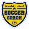 World's Best Soccer Coach Gift Idea Football Coaches Thank You Gift Blue and Yellow Sticker Decal Shield 4x5 inches view 1