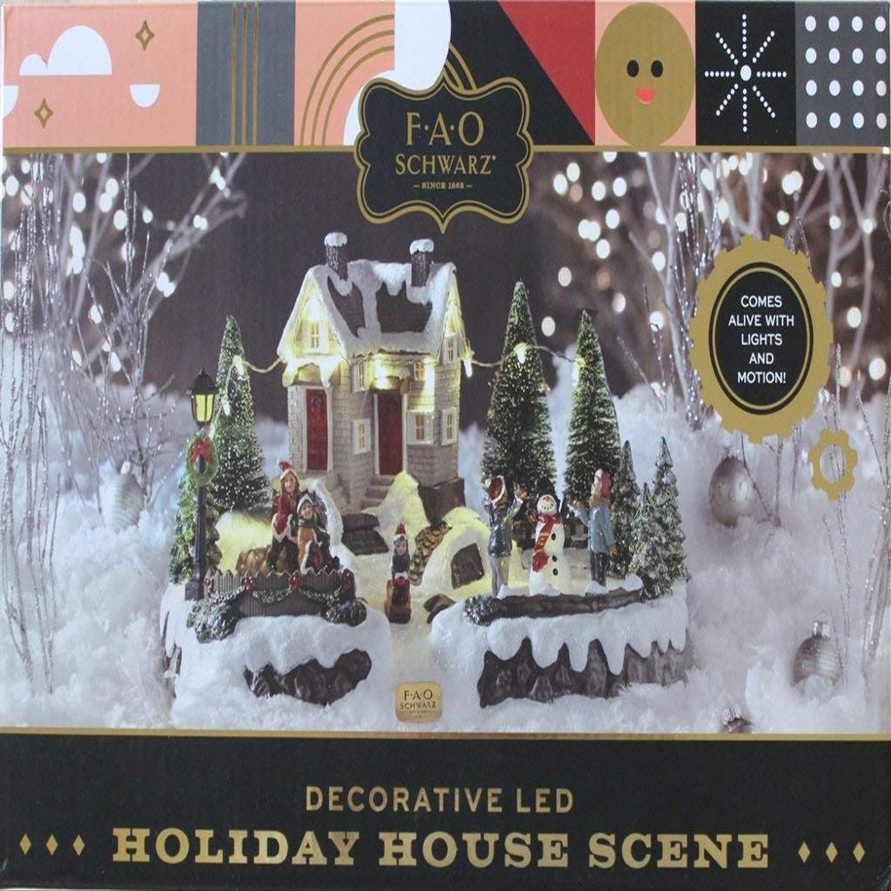 FAO Schwarz Decorative LED Motorized Holiday House Scene