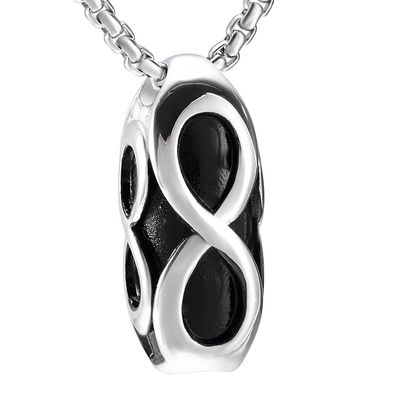 Oinsi Newest Infinity Cylinder Memorial Locket Fashion Men Necklace Stainless Steel Keepsake Jewelry Cremation Pendant for Ashes