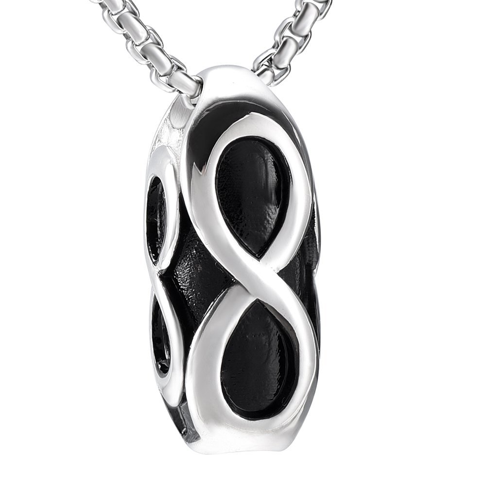 Oinsi Newest Infinity Cylinder Memorial Locket Fashion Men Necklace Stainless Steel Keepsake Jewelry Cremation Pendant for Ashes