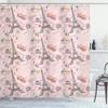 Ambesonne Paris Shower Curtain, Romantic Elements from The Capital City of The France Croissant Muffin Macaroon Paris, Cloth Fabric Bathroom Decor Set with Hooks, 69" W x 70" L, Rose Grey view 1