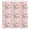 Ambesonne Paris Shower Curtain, Romantic Elements from The Capital City of The France Croissant Muffin Macaroon Paris, Cloth Fabric Bathroom Decor Set with Hooks, 69" W x 70" L, Rose Grey view 2