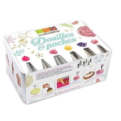 Pastry box - 6 stainless steel nozzles and disposable icing bags