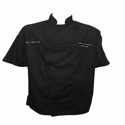 CHEFSKIN Personalize Customized Embroidery Professional Chef Jacket Cool Max Ultra-Lightweight with mesh Back in Black (2X-Large (60in))
