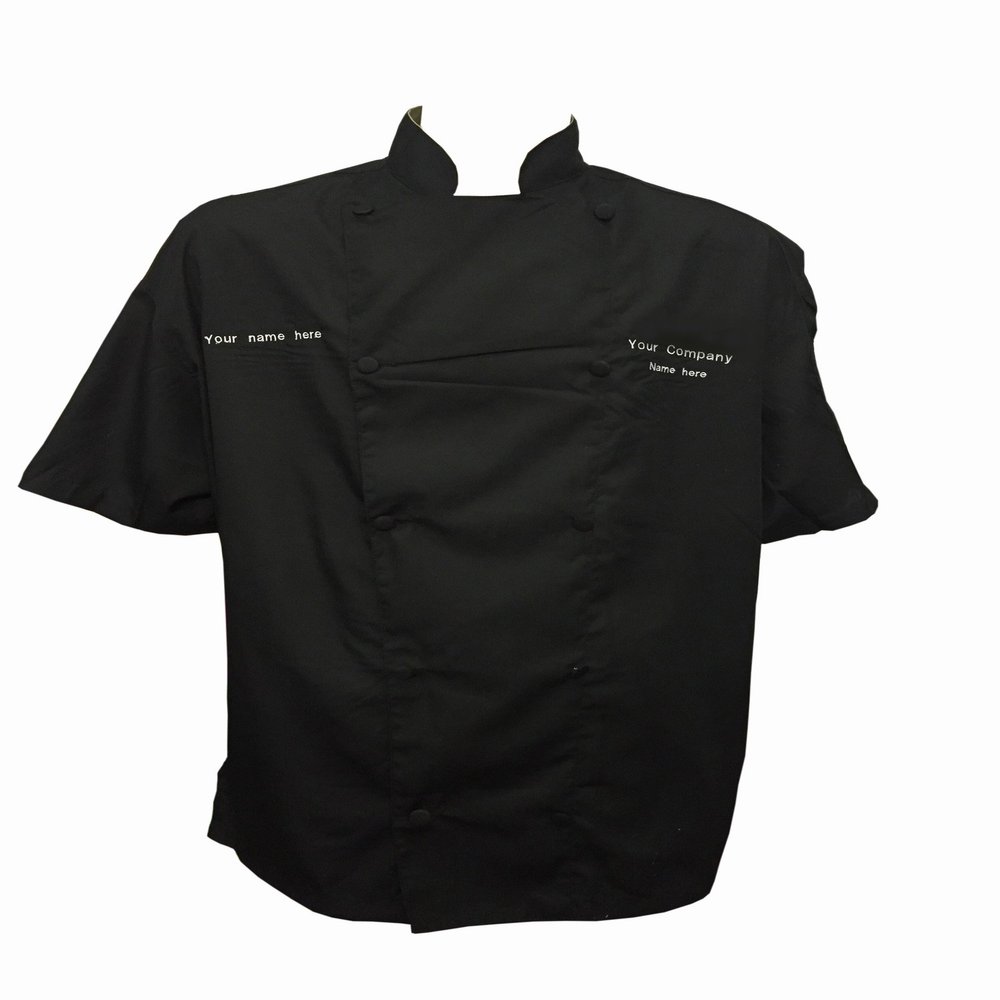 CHEFSKIN Personalize Customized Embroidery Professional Chef Jacket Cool Max Ultra-Lightweight with mesh Back in Black (2X-Large (60in))