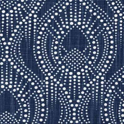 Alyssa Regal Navy Dotted Print Tab Top Curtain Panels Pair Cotton Linen