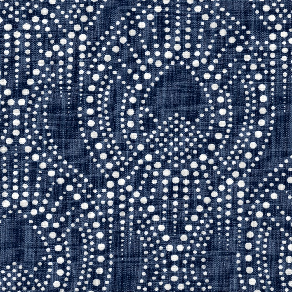 Alyssa Regal Navy Dotted Print Tab Top Curtain Panels Pair Cotton Linen