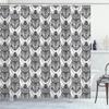 Ambesonne Egyptian Print Shower Curtain, Hand Drawn Scarabs Mythological Doodle Bugs Insect Beetle Tattoo, Cloth Fabric Bathroom Decor Set with Hooks, 69" W x 84" L, White Charcoal view 1