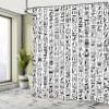 Ambesonne Egyptian Print Shower Curtain, Egyptian Hieroglyphic Writing Monochrome Composition Old Signs, Cloth Fabric Bathroom Decor Set with Hooks, 69" W x 75" L, Charcoal and White view 4