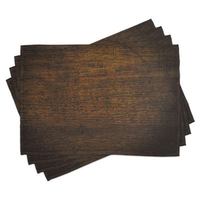 Ambesonne Wooden Print Place Mats Set of 4, Old Vintage Antique Timber Oak Background Rustic Floor Artisan Photo, Washable Fabric Placemats for Dining Table, Standard Size, Chestnut Brown