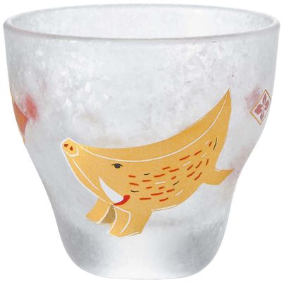 Aderia 6025 Sake Cup, Double Zodiac Pig 3.4 fl oz (90 ml), Inoguchi/Ochoko/Sake Glass, Made in Japan, Presentation Box, Birthday Gift