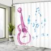 Ambesonne Guitar Shower Curtain, Watercolor Musical Instrument with Notes Sheet Elements Brush Stroke Effect, Cloth Fabric Bathroom Decor Set with Hooks, 69" W x 75" L, Magenta Blue White view 4