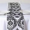 Efavormart 5PCS of Black Damask Flocking Premium Table Top Runner for Weddings Party Banquet Decor Fit Rectangle and Round Table view 1