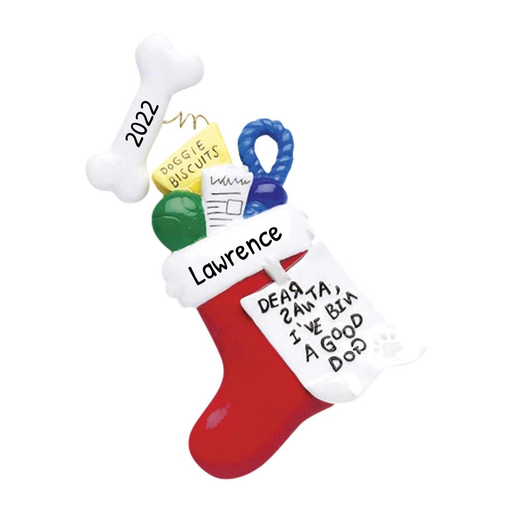 3D Dogs Stocking Christmas Ornament 2025 Personalized Puppy Ornaments for Christmas Tree Custom Dog Ornaments for Xmas Tree Unique Xmas Gifts for Dogs Gifts for Dog Lovers & Pets Bone Stocking Treats