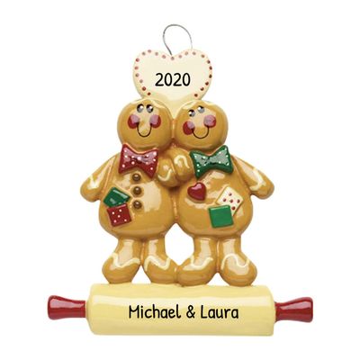 3D Personalized Our First Christmas Ornament 2025 | Custom Gingerbread Couple Ornaments Rolling Pin Couples Ornament 2025 Family of 2 Cookie for a Couple Ornaments Couples Unique Gifts