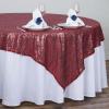 Efavormart Luxury Sequin Square Tablecloth Overlay 72" x 72"-Burgundy Square Tablecloth Cover for Wedding Party Event Banquet view 2