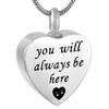 Oinsi Human&Pet Ashes Memorial Jewelry Stainless Steel Heart Cremation Pendant Keepsake Funeral Casket (You Will Always be here) view 1