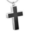 Oinsi Black Enamel Cross memorial keepsake jewelry Stainless Steel Cremation Urn Necklace For Men (Silver Tone) view 2