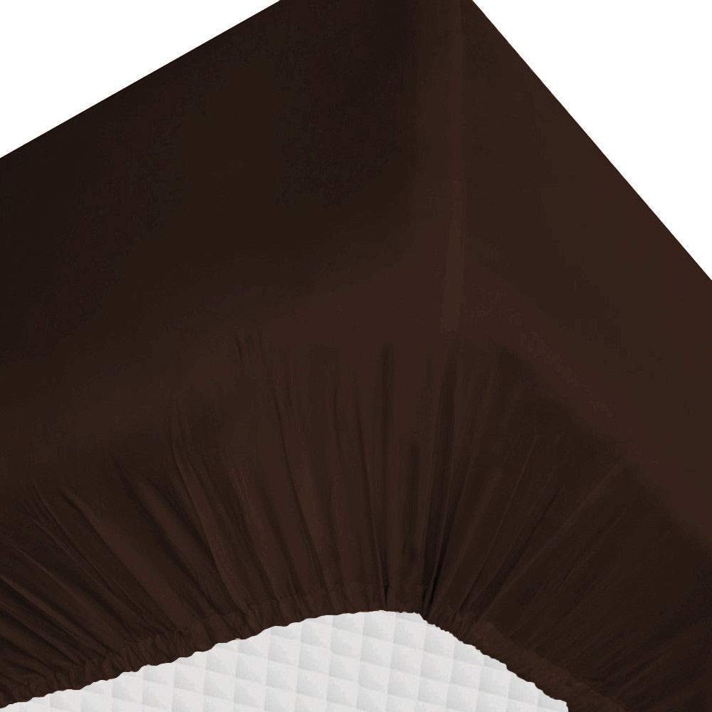 Eyelet Home Decor Chocolate, Twin Size 15 Inch Deep Pocket 1PC Fitted Sheet Only, Egyptian Cotton 800 Thread Count