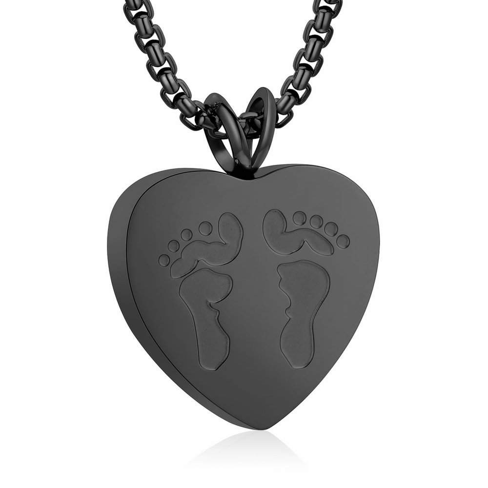 Oinsi Double Baby Feet On My Heart Stainless Steel Cremation Jewelry Urn Necklace for Ashes with Filling Kits