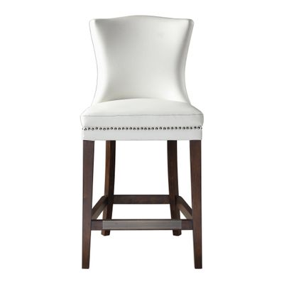 MY SWANKY HOME Retro Modern Faux Leather Cream White Counter Bar Stool Exposed Wood Mid Century
