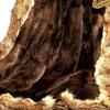 Luxury Fur Throw Blanket - Brown Beaver with Coyote Border - Premium Animal Friendly Faux Fur - Fur Accents - USA (5'x7') view 4