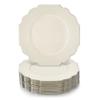 SILVER SPOONS Elegant Plastic Plates for Party with Scalloped Rim (10 PC), Disposable Heavy-Duty Salad Plates for Wedding Reception - 8.25, Fancy Plastic Dinnerware Sets with Silver Edge - Ivory view 1