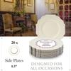 SILVER SPOONS Elegant Plastic Plates for Party with Scalloped Rim (10 PC), Disposable Heavy-Duty Salad Plates for Wedding Reception - 8.25, Fancy Plastic Dinnerware Sets with Silver Edge - Ivory view 2