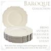 SILVER SPOONS Elegant Plastic Plates for Party with Scalloped Rim (10 PC), Disposable Heavy-Duty Salad Plates for Wedding Reception - 8.25, Fancy Plastic Dinnerware Sets with Silver Edge - Ivory view 3