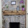Modern Timber Craft Hand Hewn Beam Fireplace Mantel - Reclaimed, Axe Cut Barn Wood Floating Mantel Shelf - Handcrafted in USA - Certified Reclaimed, 60" L x 6" D, Unfinished view 1