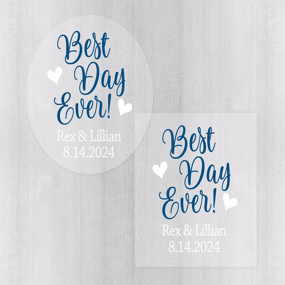 Best Day Ever! Clear Transparent Wedding Favor Stickers (#452-C)