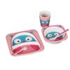 Green Bamboo Fibre Children Tableware Set with Lovely Cartoon Pattern (Owl) view 1