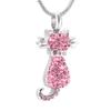 Multi-Colored Crystal Lovely Cat Urns Necklace for Ashes Loss Of Pet Cremation Jewelry+Free Fill Kit (Black Stone) view 1